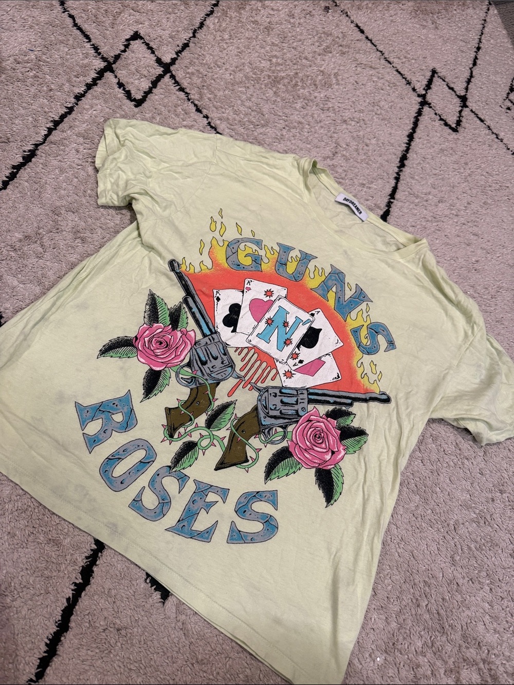 daydreamer guns and roses Graphic Tee - Light Yellow 'Guns N' Roses' Style